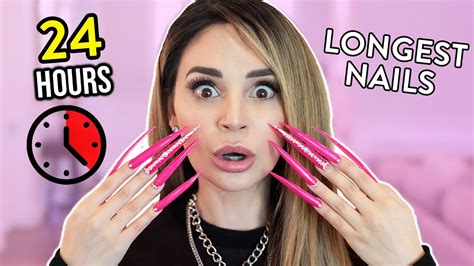 Wearing Super LONG acrylic NAILS (24 Hour challenge) ft. Piper 